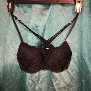 Lace cross back bra